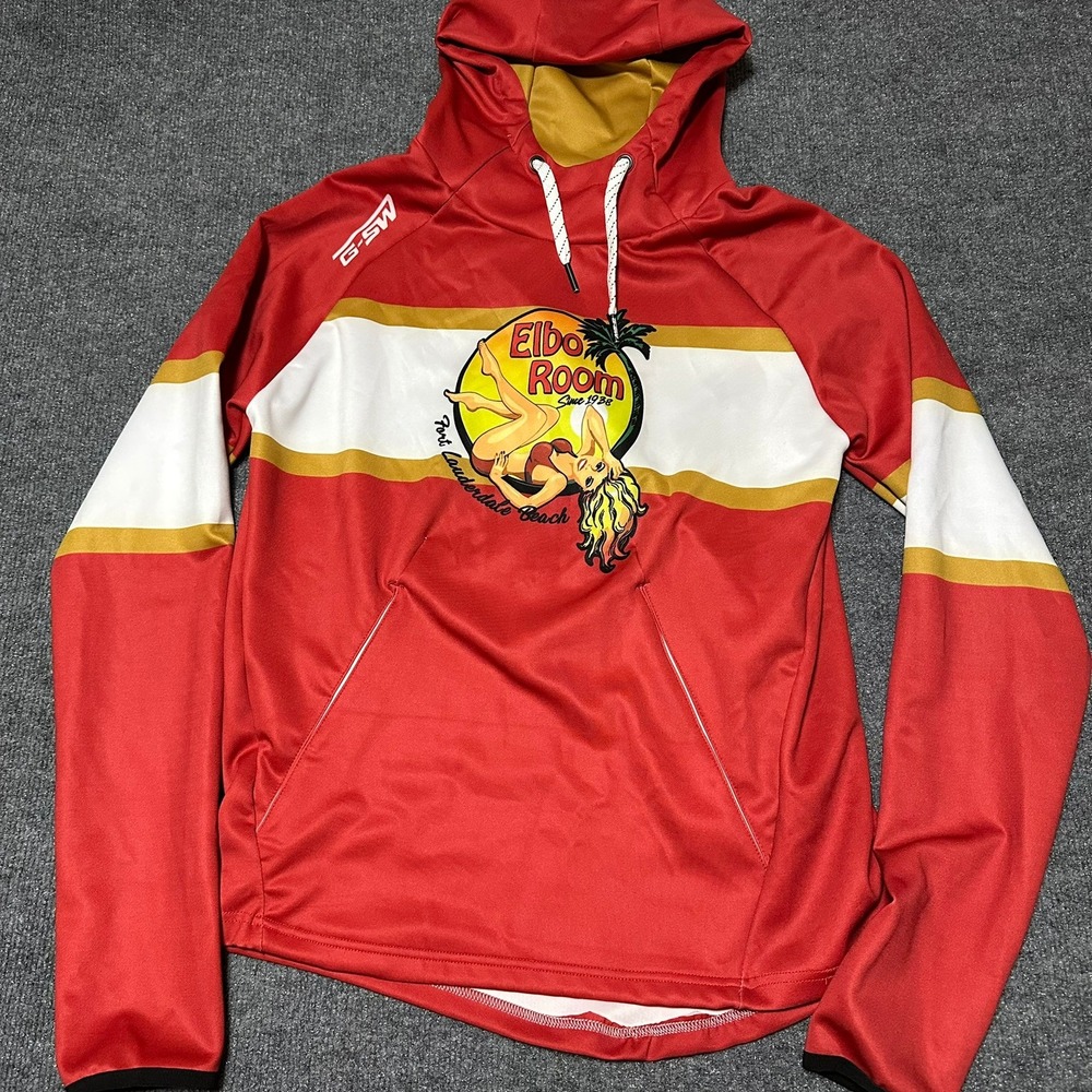 Elbo Room Fort Lauderdale Beach Hockey Jersey Hoodie Small Red Pin Up Graphic